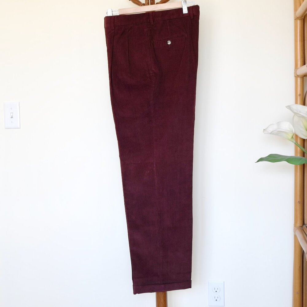 Jos A Bank NEW Pleated Corduroy Classic Burgundy Men's 100% Cotton Pants 36X32